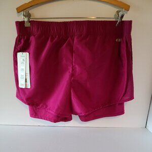 RBX RUNNING ATHLETIC SHORTS BUILT IN COMPRESSION BURGUNDY SIZE M/M